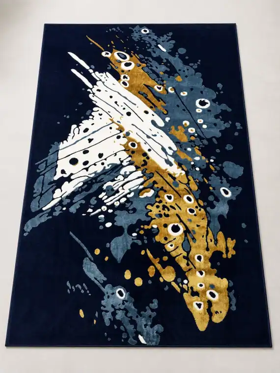 ARD Stores navy abstract splash centre rug